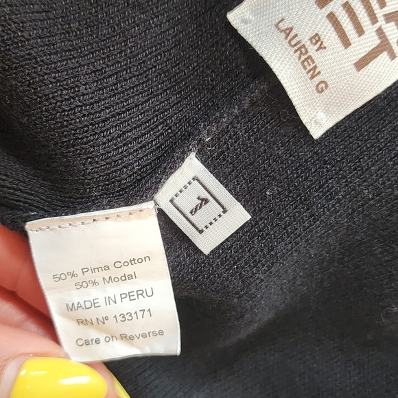 Planet by Lauren G Cotton Black Jogger Pants with Drawstring - Picture 5 of 5